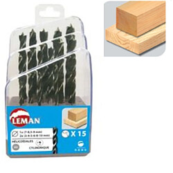 LEMAN Coffret 15 forets hélicoïdaux bois
