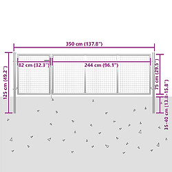 vidaXL Portillon acier 350x75 cm - Argenté pas cher