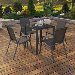 Salon de Jardin MADRID Idmarket - Gris anthracite