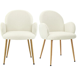 Moloo ALICE-Chaise en tissu Cozy Ecru et acier chêne (x2)