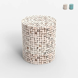 Ahd Amazing Home Design Table basse en bois incrusté salon contemporain effet mosaïque Hadi - Blanc