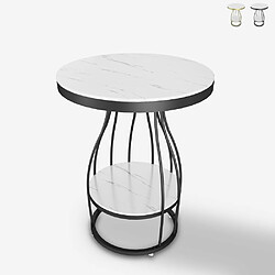 Ahd Amazing Home Design Petite table basse ronde en métal noir doré marbre 45x63cm Neep L - Noir