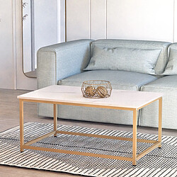 Ahd Amazing Home Design Table basse de salon contemporain 100x60x45cm effet marbre Corniola - Or