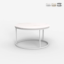 Ahd Amazing Home Design Table basse de salon rond 80cm effet marbre contemporain Ossidiana - Blanc