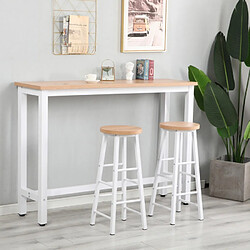 Ahd Amazing Home Design Table haute de bar cuisine salon cuisine 140x37x100cm Edebel - Blanc - Chêne