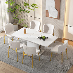 Merax Table à manger extensible - Blanc pas cher