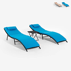 Beach and garden design Lot de 2 transats - Bleu