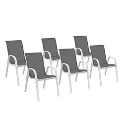 Idmarket 6 chaises de jardin blanc gris