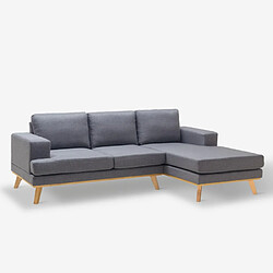 Modus Sofà Miles - Canapé d'angle scandinave 3 places avec méridienne - Tissu gris