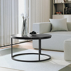 Ahd Amazing Home Design Table basse de salon rond 80cm effet marbre contemporain Ossidiana - Noir