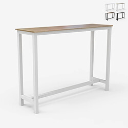 Ahd Amazing Home Design Table haute de bar cuisine salon cuisine 140x37x100cm Edebel - Blanc - Chêne