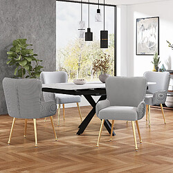 Merax Lot de 2 chaises velours - Gris et or - Reconditionné