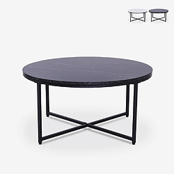 Ahd Amazing Home Design Table basse ronde 80 cm en métal et effet marbre salon Sulley - Noir