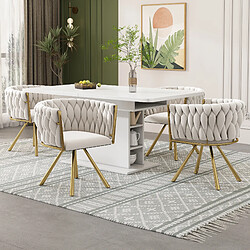 Merax Lot de 2 fauteuils pivotants - Beige et or - Reconditionné