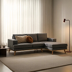 Modus Sofà Miles - Canapé d'angle scandinave 3 places avec méridienne - Tissu gris