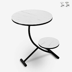 Ahd Amazing Home Design Table basse élégante 2 plateaux ronds en marbre45x50cm Marpes L - Blanc