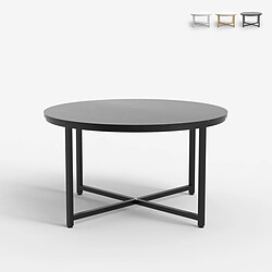 Ahd Amazing Home Design Table basse salon rond 80cm avec plateau effet marbre Granato - Noir