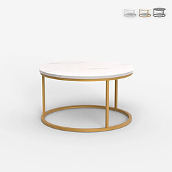 Ahd Amazing Home Design Table basse de salon rond 80cm effet marbre contemporain Ossidiana - Or