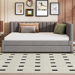 KOMHTOM Lit Rembourré Convertible Canapé-lit - Tissu velours gris - Sommier à lattes - Dimensions 140 x 200 cm - Confort tactil