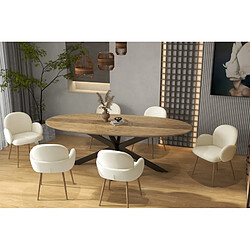 Moloo ALICE-Chaise en tissu Cozy Ecru et acier chêne (x2)