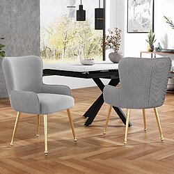 Merax Lot de 2 chaises velours - Gris et or - Reconditionné