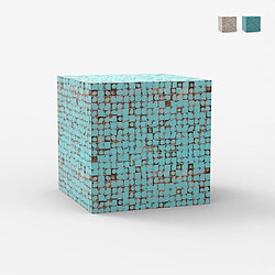 Ahd Amazing Home Design Table basse carrée de salon contemporain en bois marqueté Manju - Turquoise