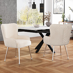 Merax Chaises de salle avec accoudoirs - Beige