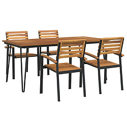 vidaXL Ensemble à manger de jardin 5 pcs bois d'acacia massif et métal