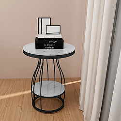 Ahd Amazing Home Design Petite table basse ronde en métal noir doré marbre 45x63cm Neep L - Noir