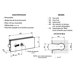 Metalux serrure à clé milieu béquille - Chromé mat