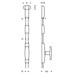 Vachette Crémone acier à bouton type 332 - Chromé