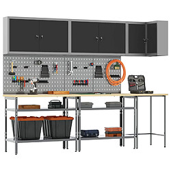 vidaXL Ensemble de placards de travail 10 pcs Noir et gris