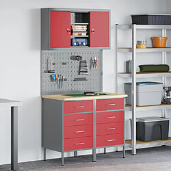 vidaXL Ensemble de placards de travail avec tiroir 5 pcs Rouge