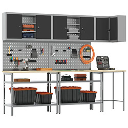 vidaXL Ensemble de placards de travail 10 pcs Noir et gris