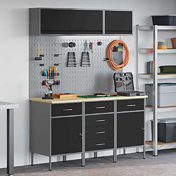 vidaXL Ensemble de placards de travail avec tiroir 8 pcs Noir