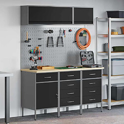 vidaXL Ensemble de placards de travail avec tiroir 8 pcs Noir