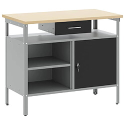 vidaXL Établi Noir et gris 100 x 55 x 85 cm Bois d'ingénierie et acier