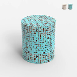 Ahd Amazing Home Design Table basse en bois incrusté salon contemporain effet mosaïque Hadi - Turquoise