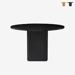 Ahd Amazing Home Design Table basse ronde en bois noir de 120 cm pour la cuisine et le salon Tiwit - Noir