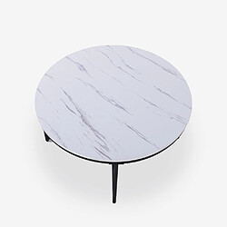 Ahd Amazing Home Design Table basse ronde moderne 90 cm en métal effet marbre Sulley+ - Noir