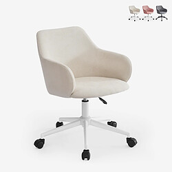 Franchi Bürosessel Chaise pivotante en tissu avec accoudoirs pour le télétravail Kivri - Blanc