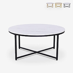 Ahd Amazing Home Design Table basse ronde moderne 90 cm en métal effet marbre Sulley+ - Noir