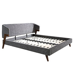 Angel Cerda 7173 Lit rembourré 180x200 - Tissu gris - Design moderne avec pieds en bois plaqué noyer