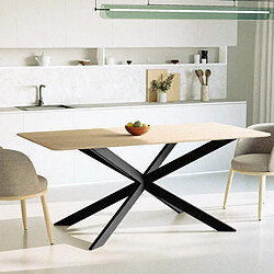 Ahd Amazing Home Design Table avec pieds croisés design 160x90 en bois et métal Shaila - bois neutre