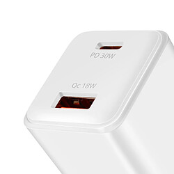 LinQ Chargeur USB-C PD 30W + USB QC3.0 18W Blanc pas cher