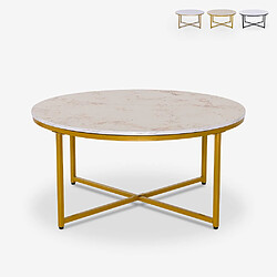 Ahd Amazing Home Design Table basse ronde moderne 90 cm en métal effet marbre Sulley+ - Or