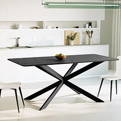 Ahd Amazing Home Design Table avec pieds croisés design 160x90 en bois et métal Shaila - Noir