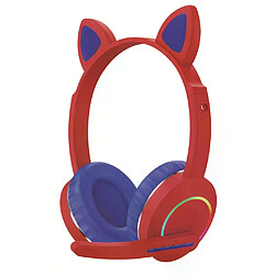 Écouteurs oreilles de chat LED - Rouge