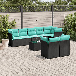 vidaXL Salon de Jardin 9 pcs - Noir
