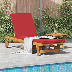 Chaise longue VidaXL - Acacia massiff et rouge
